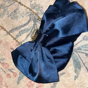 Elegant Navy Blue Satin Clutch